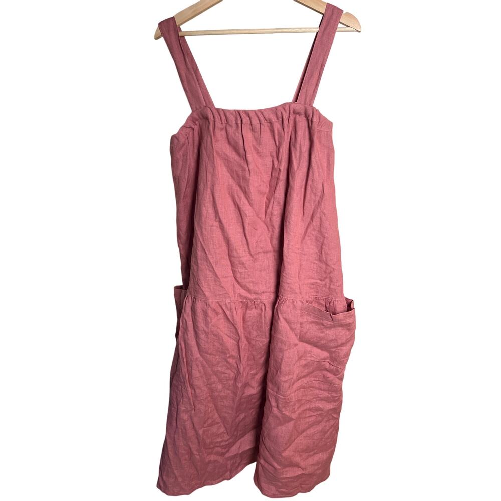 Kondi Suzie Linen Pink Mid Length Dress Medium